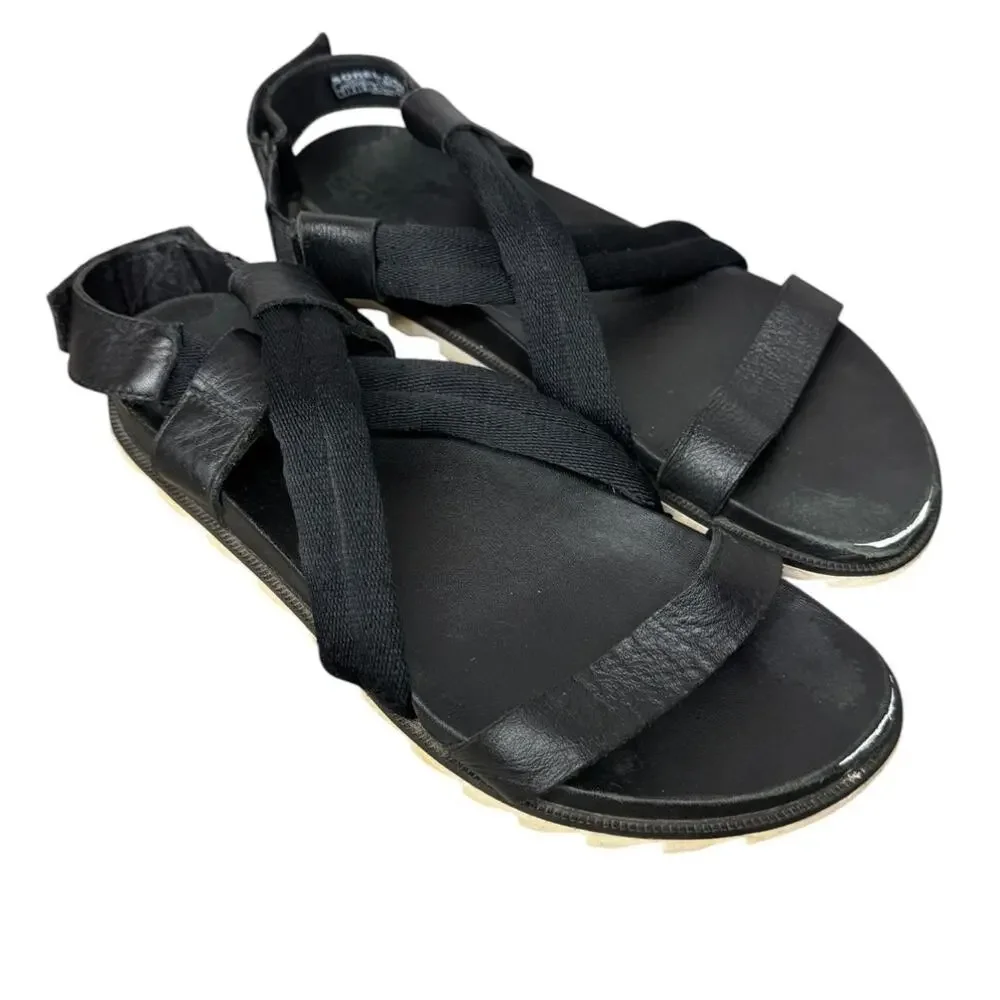 Sorel Women’s Size 7 Black Strappy Ankle Strap Sandals NL4095-010